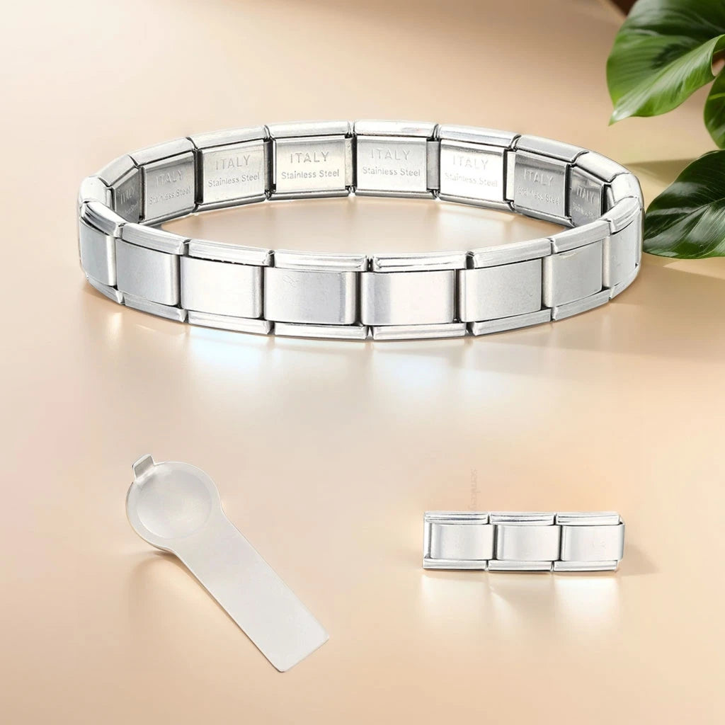 Pulseras con dijes italianos DIY Cadena básica Brazalete de acero inoxidable Módulos ensamblados versátiles Regalo ideal 9 mm Universal Dropshipping