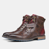 Men’s Microfiber Leather Ankle Boots - Retro Zip-Up Fashion Boots