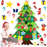 Árbol de Navidad de fieltro para hacer uno mismo con luces LED y 32 adornos: actividad divertida para las fiestas para niños