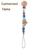 Clip para chupete de bebé personalizado: colgante de mordedor con cuentas de madera y silicona con nombre personalizado