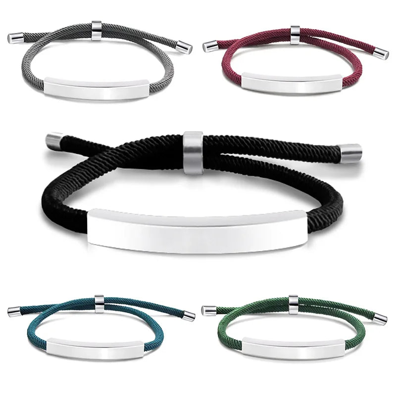 Custom Engraved Couple Bracelets - Personalized Name Braided Jewelry for Men & Women