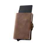 RFID-Blocking Leather Wallet with Pop-Up Card Holder & Money Clip – Slim Minimalist Design