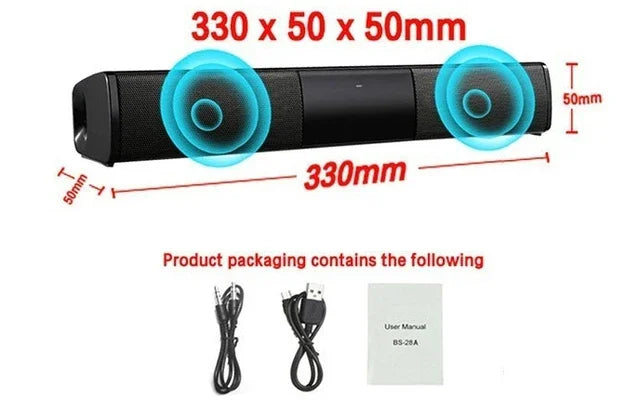 Powerful Bluetooth Soundbar with Subwoofer – Wireless TV Speaker, FM Radio, 3D Surround Sound