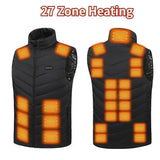 Men's Winter 27 Zone Heating Vest Jacket USB Smart Electric Sleeveless Jacket Self-heating Clothes Women's Snow Warm Padded Coat