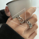 Adjustable Vintage Chain Ring – 925 Sterling Silver Open Ring for Women & Men