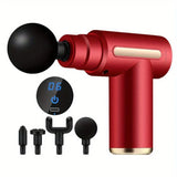 Portable Electric Massage Gun with LED Touchscreen and 4 Replaceable Heads for Deep Tissue Relief