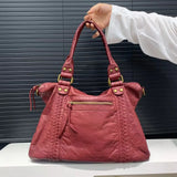 Bolso de mano vintage de gran capacidad para mujer: bolso de mano de piel sintética suave, bolso retro para hombro y bandolera