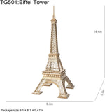 3D Wooden Puzzle Kits - Tower Bridge, Big Ben & Eiffel Tower Model Set