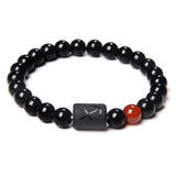 Black Onyx Zodiac Sign Bracelet – 12 Constellation Beaded Charm for Men & Women