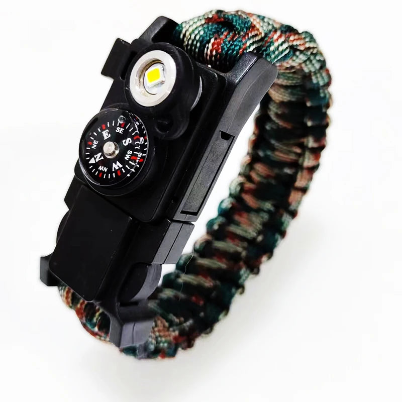 Waterproof LED Paracord Survival Bracelet – 550lb Emergency Cord with Whistle & Light