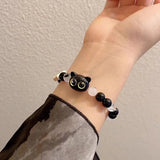 Adjustable Black Cat Charm Bracelet for Women