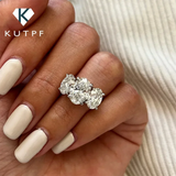 Luxury Oval Cut Moissanite Engagement Ring – 925 Sterling Silver Wedding Band for Women