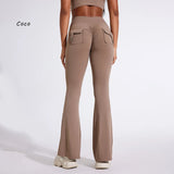 High Waist Flared Yoga Pants for Women – Butt-Lifting Fitness Leggings with Utility Pockets