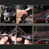 Universal Leather Steering Wheel Cover – 38cm Non-Slip DIY Auto Wheel Protector
