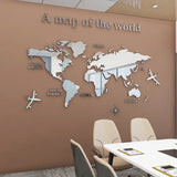 European Version World Map Wall Stickers – Modern 3D Acrylic Map Decals for Home, Office, or Classroom