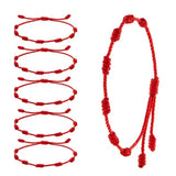 Pulsera ajustable de la suerte para parejas, tejida a mano, de color rojo, de algodón y lino, con diseño clásico de dijes