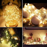 Guirnalda de luces LED de alambre de cobre, funciona con pilas, resistente al agua, para decoración del hogar, bodas y fiestas (1 m, 2 m, 3 m y 5 m)