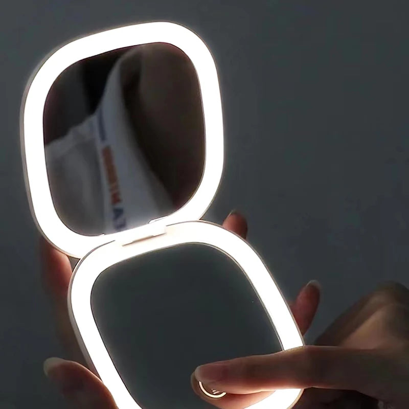 5X/10X Magnifying LED Makeup Mirror – Portable Folding Mirror with Light for Travel