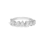 Anillo apilable de circonitas geométricas doradas: joyería minimalista para mujeres