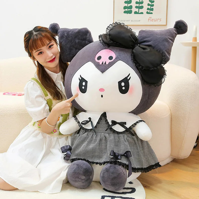 Oversized Sanrio Kuromi & Melody Plush Pillow - Soft Stuffed Animal Toy & Decor