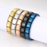Pulsera de eslabones elásticos de acero inoxidable de 9 mm de ancho de GEMOSA, pulsera de dijes italianos de moda, de alta calidad, de fábrica, bricolaje