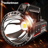 Potente reflector LED: linterna recargable de 12 000 mAh con LED P90 de largo alcance
