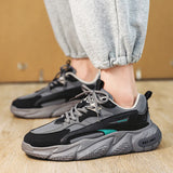 Men's Thick Sole Mesh Sneakers with Breathable Lace-Up Design