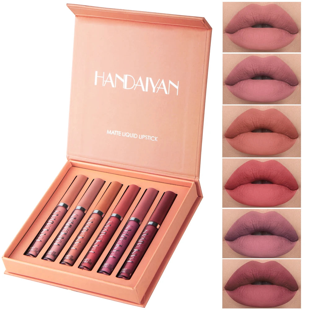 Long-Lasting Matte Liquid Lipstick Set – 6 Shades, Non-Stick & Fade-Resistant
