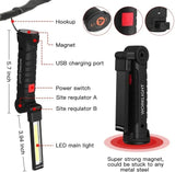 COB LED Work Light – Rechargeable Magnetic Flashlight with Power Bank & Hook