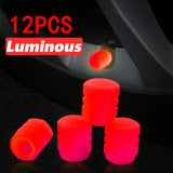 Glow-in-the-Dark Red Tire Valve Caps – Fluorescent Stem Covers for Cars, Motorcycles & Bicycles