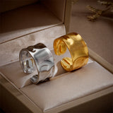 Trendy 18k Gold Plated Stainless Steel Cocktail Ring for Women