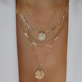 Collar vintage de varios estilos en color dorado nuevo para mujer, conjunto de collares con colgante de cristal multicapa de estilo bohemio y moderno, regalos de joyería