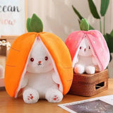 25cm Strawberry Carrot Bunny Plush Toy - Transformable Cuddly Rabbit Doll for Kids