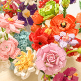 3D Flower Building Blocks – Sunflower & Rose Bouquet Bricks Kit for DIY Home Decor, Educational Toys for Kids and Adults
