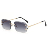 Gafas de sol cuadradas sin montura Gafas de sol de tendencia de metal de alta calidad para hombres y mujeres Gafas de sol estilo street shot