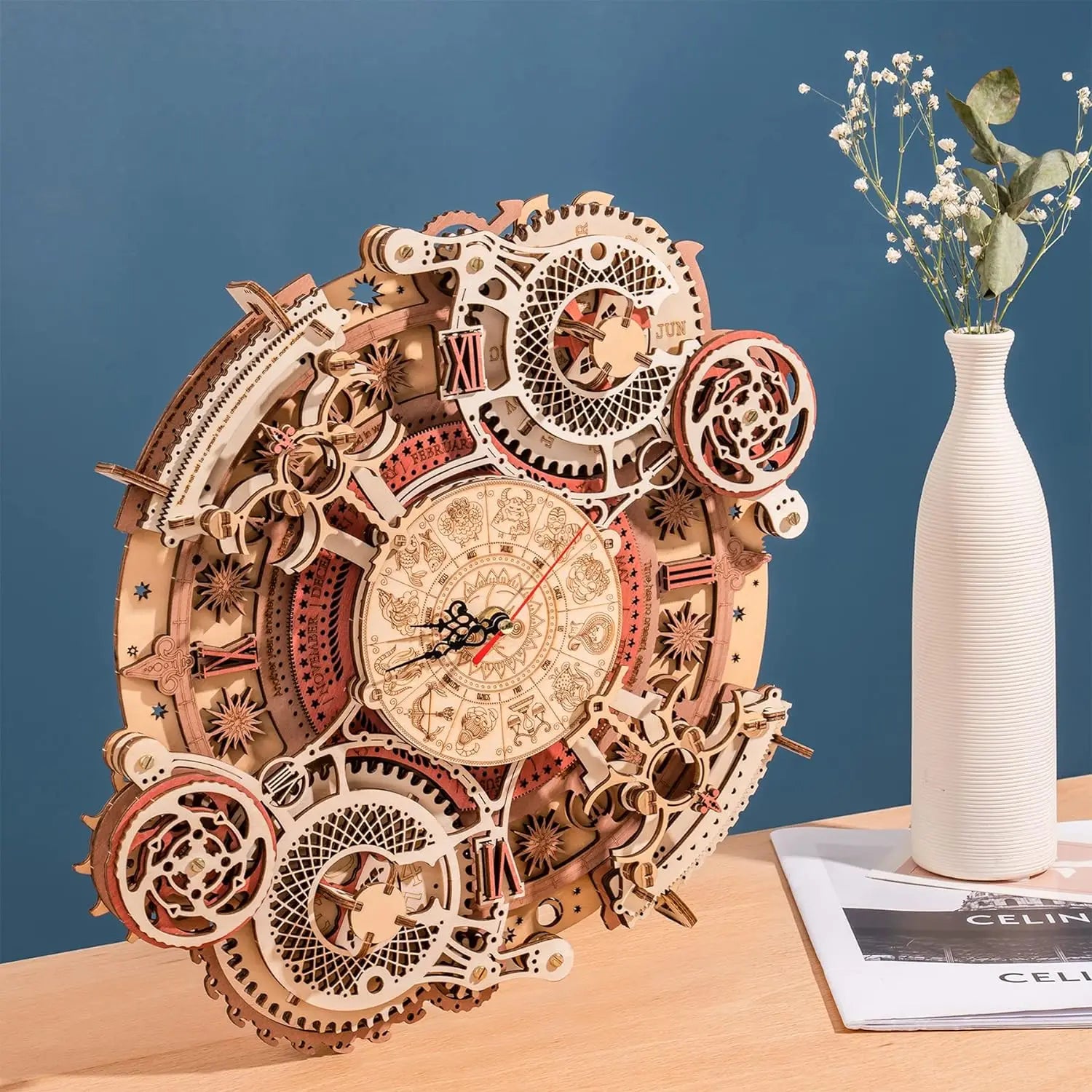 DIY Wooden Wall Clock Puzzle Kit – Functional Zodiac-Themed 3D Model for Adults & Teens