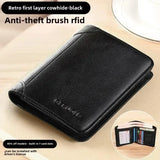 Men’s RFID Blocking Genuine Leather Wallet – Slim Trifold with Card, Coin & SIM Holder