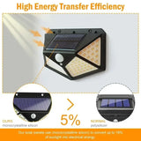 100 LED Solar Motion Sensor Outdoor Light – Waterproof, Dimmable, Wide Angle Security Lighting