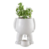 Funny Ceramic Peeing Planter with Artificial Plant for Desktop Decoration