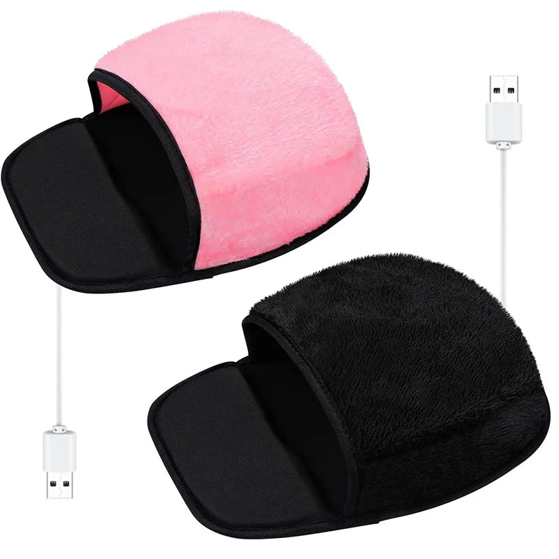 USB Heated Mouse Pad with Wrist Rest - Plush Hand Warmer for Winter Computer Use