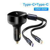 Cargador retráctil para coche de 30 W: adaptador de carga rápida dual USB-C y Lightning
