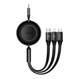 Retractable 3-in-1 Fast Charging Cable – 100W High-Speed USB-C, Lightning, Micro USB