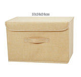 Caja de almacenamiento plegable de lino y algodón: organizador multiusos con tapa
