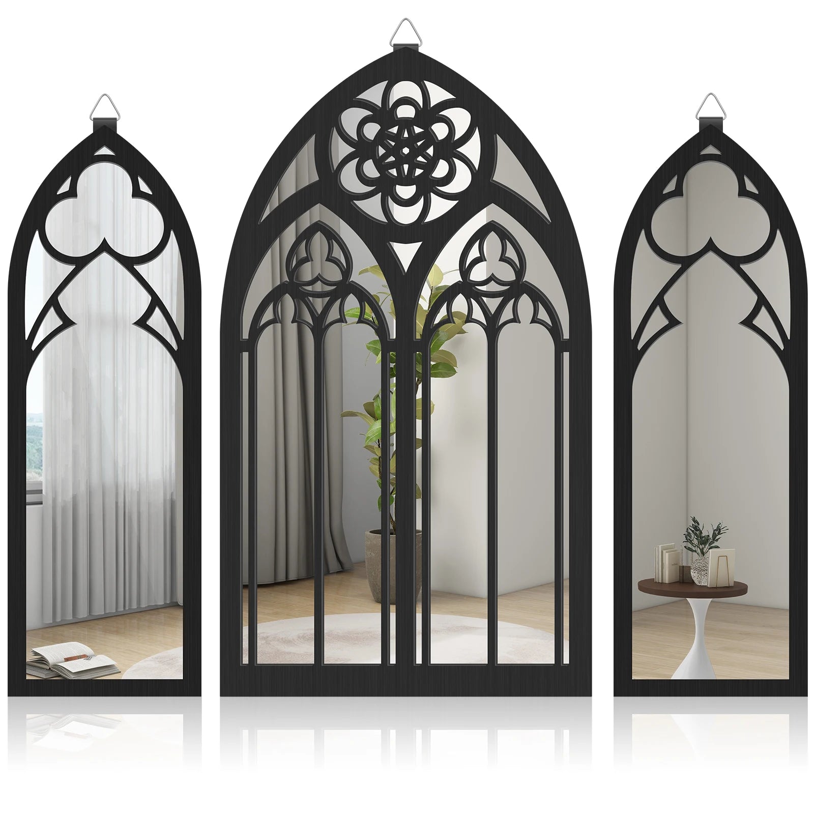 🖤 ​​Espejo de pared con arco gótico: decoración del hogar con marco de catedral vintage 🖤