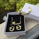 Personalized Jewelry Set - Custom Name Necklace, Bangles & Hoop Earrings
