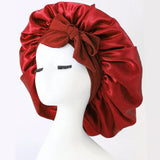 Gorro de dormir de satén de seda ajustable con banda para atar: protección para el cabello para mujeres y hombres