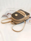 Checkered Pattern Shoulder Backpack – Large Capacity Crossbody Handbag for Women