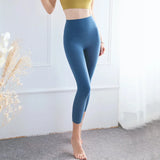 Women's High-Waist Calf-Length Yoga Leggings with Pockets – Stretchy, Breathable Workout Pants