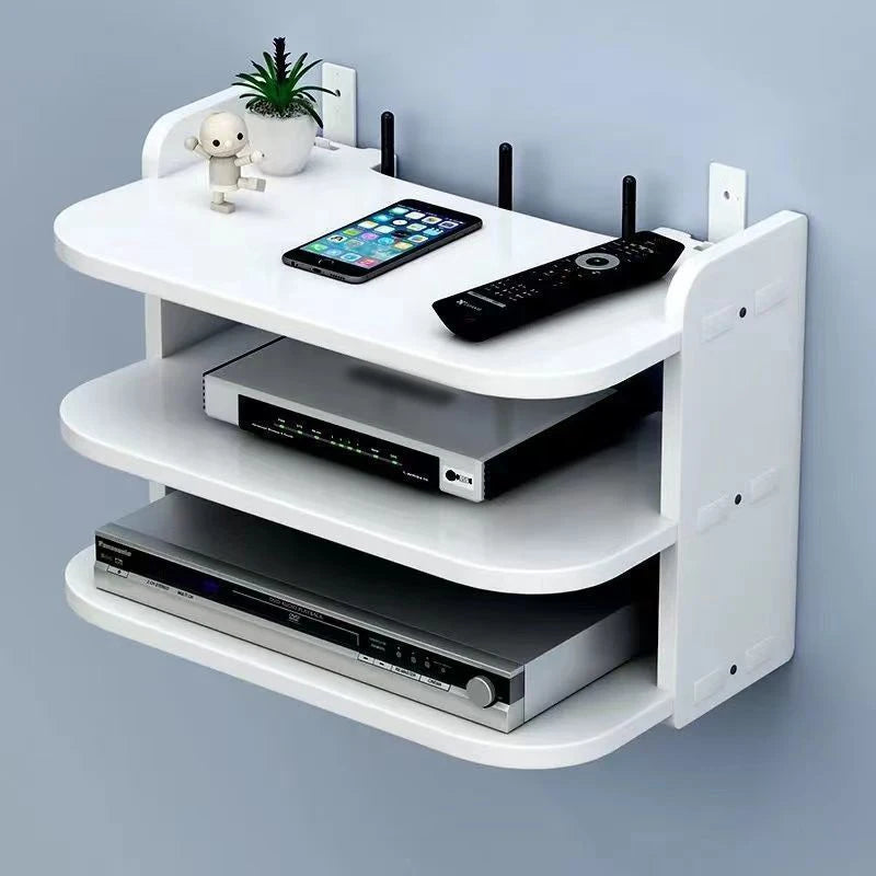 Estante para enrutador WiFi de montaje en pared: organizador de cables oculto y almacenamiento de regletas de enchufes