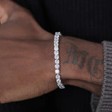 Pulsera con dijes geométricos para hombre con circonitas cúbicas: diseño elegante de hip hop y rock